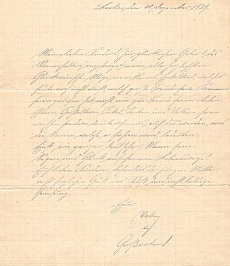 Brief von Adolf Jahn anlaesslich der Geburt des Enkelsohnes